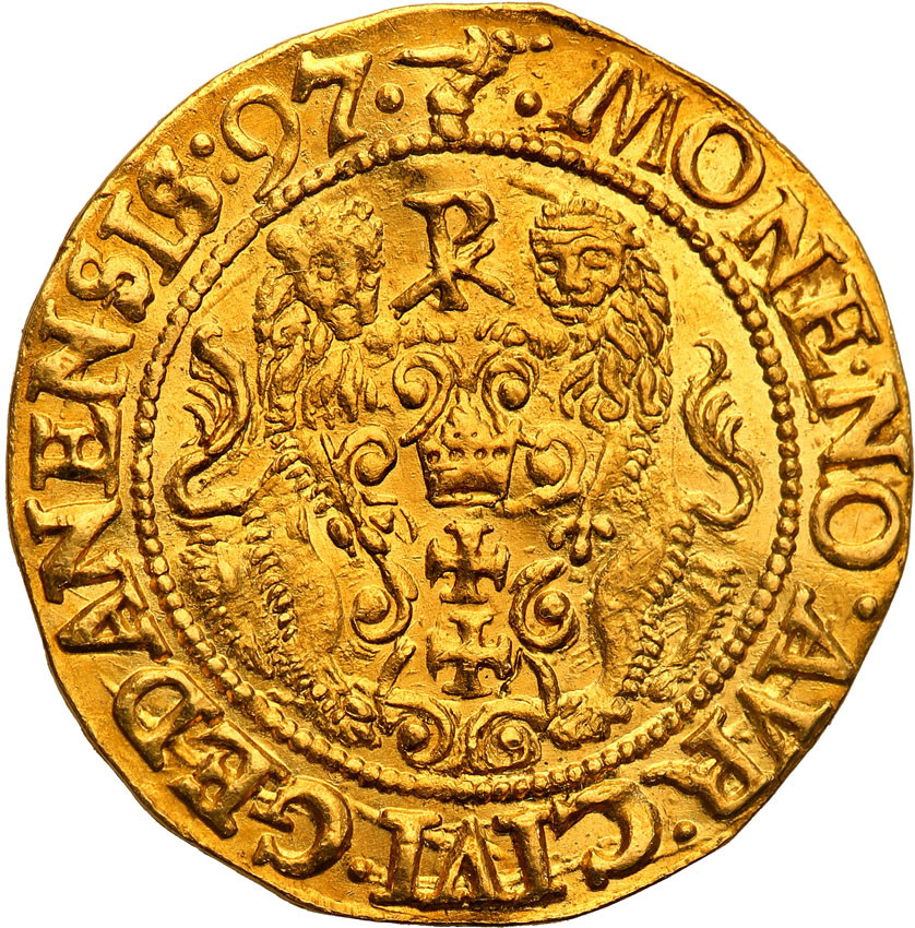 Zygmunt III Waza. Dukat 1597 Gdańsk, Ex. Potocki Collection NGC MS63 (MAX)  - RZADKOŚĆ R6